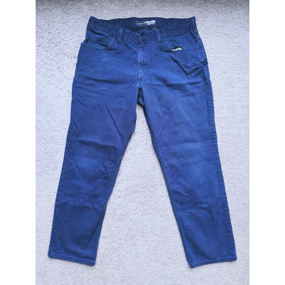 Carhartt Men's FR Rugged Flex Relaxed Fit Canvas Work Pants 36x32 Blue Utility - Picture 2 of 9